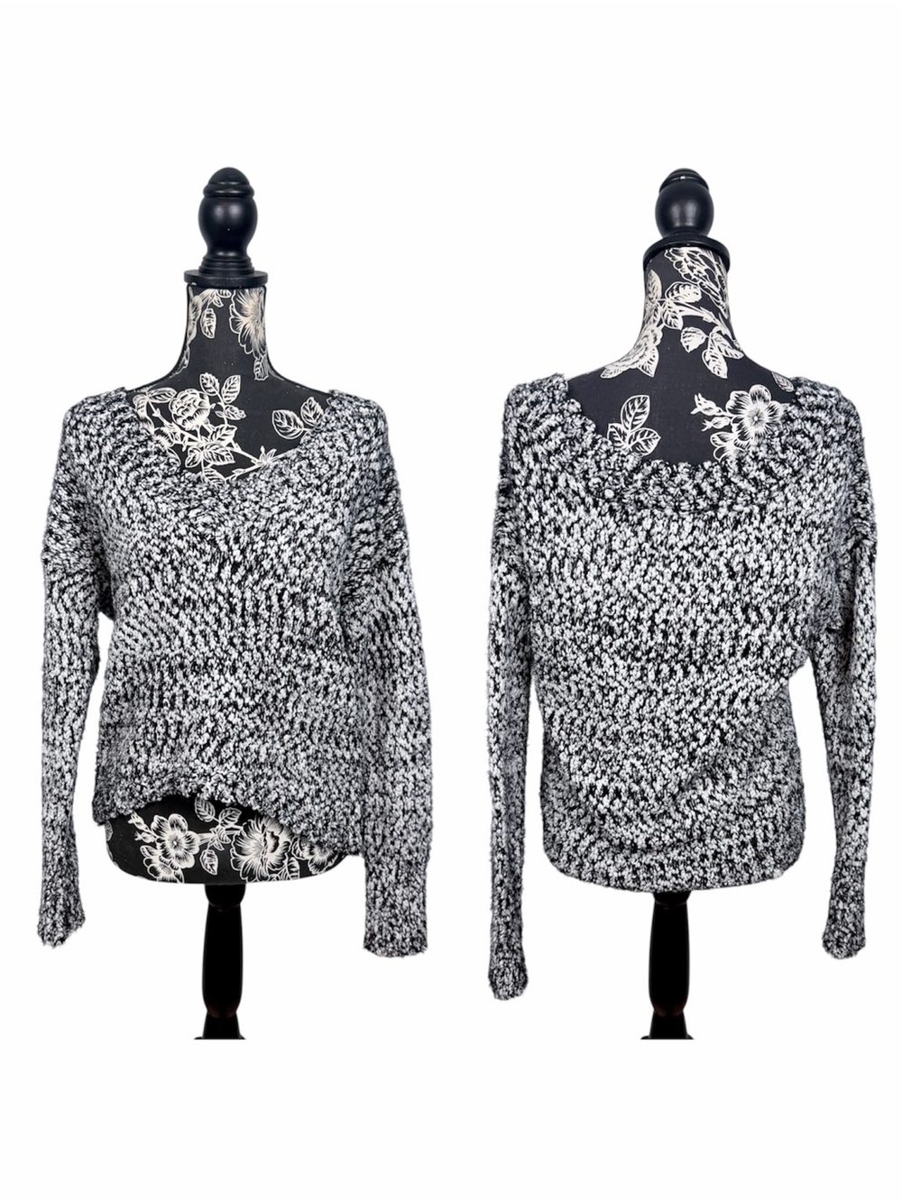 NWT Yes Lola black/white chunky knit long sleeve sweater size small